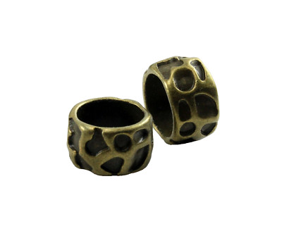 4 Großlochperlen bronze Ø 10 mm Armband Haarperle 