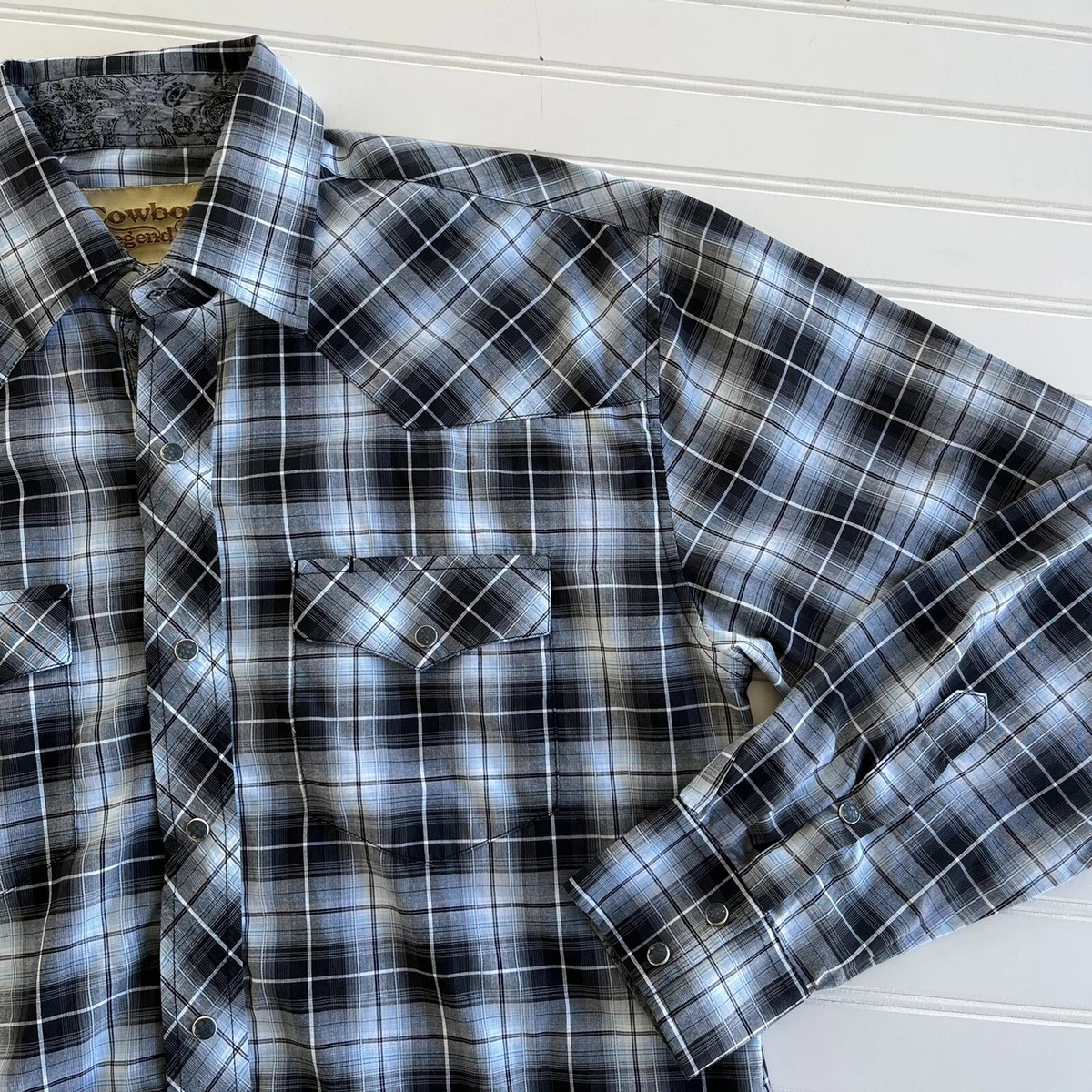 Blue plaid shop western shirt