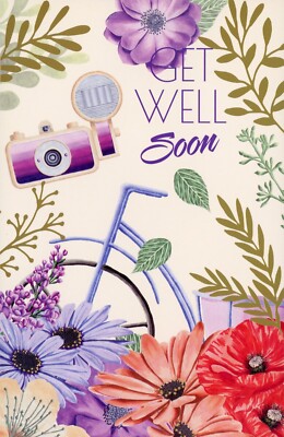 Floral GET WELL SOON Card, Flowers Camera Feel Better by Popular Greetings + 