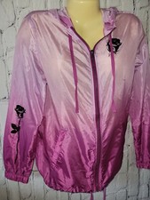 Empyre Lightweight Windbreaker Jacket Marissa Dip Dye Rose Full Zip Medium Hood