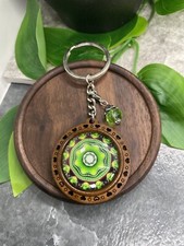 4" Silver-Tone Wood Mosaic Pendant Charm Keychain New Free Ship A3505