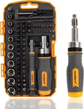 MULWARK Screwdriver Bits & Socket Set 77 Pieces, Ratchet Orange 