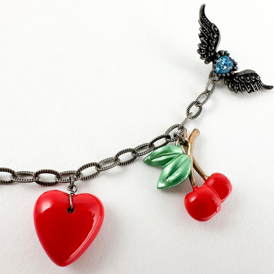 Oxidized 3D Two Cherries Charm