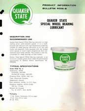Vintage 1976 QUAKER STATE "WHEEL BEARING LUBRICANT" Jobbers SELL SHEET ADVERT