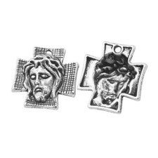20PCS Tibetan Metal Christian Cross Charms Antique Silver 24mm Pack J917