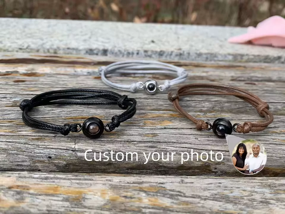 Custom Photo Projection Bracelet Rope Jewelry Family Memories Gift Adjustable - Image 3 of 4