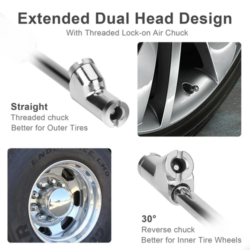 2×Dual Head Air Chuck 1/4" FNPT Straight Foot Lock On Truck RV Tire Inflate Chuc - Picture 6 of 17