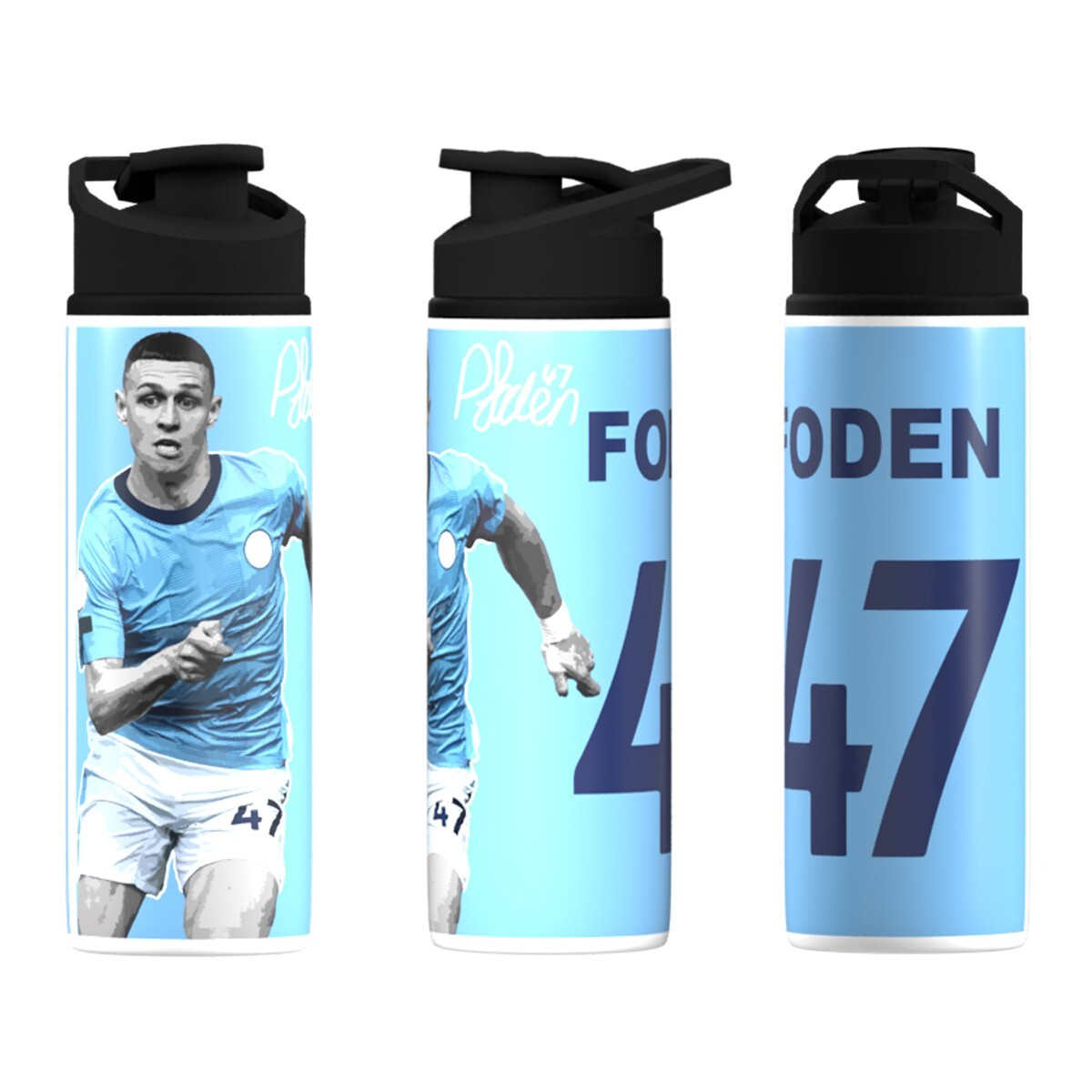 City Bottle Foden 600ml Capacity Big Mouth -White w/Blk Lid