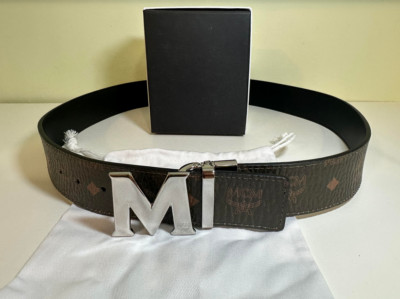 NEW ADJUSTABLE REVERSIBLE SEA TURTLE TO BLACK MCM BELT SILVER BUCKLE