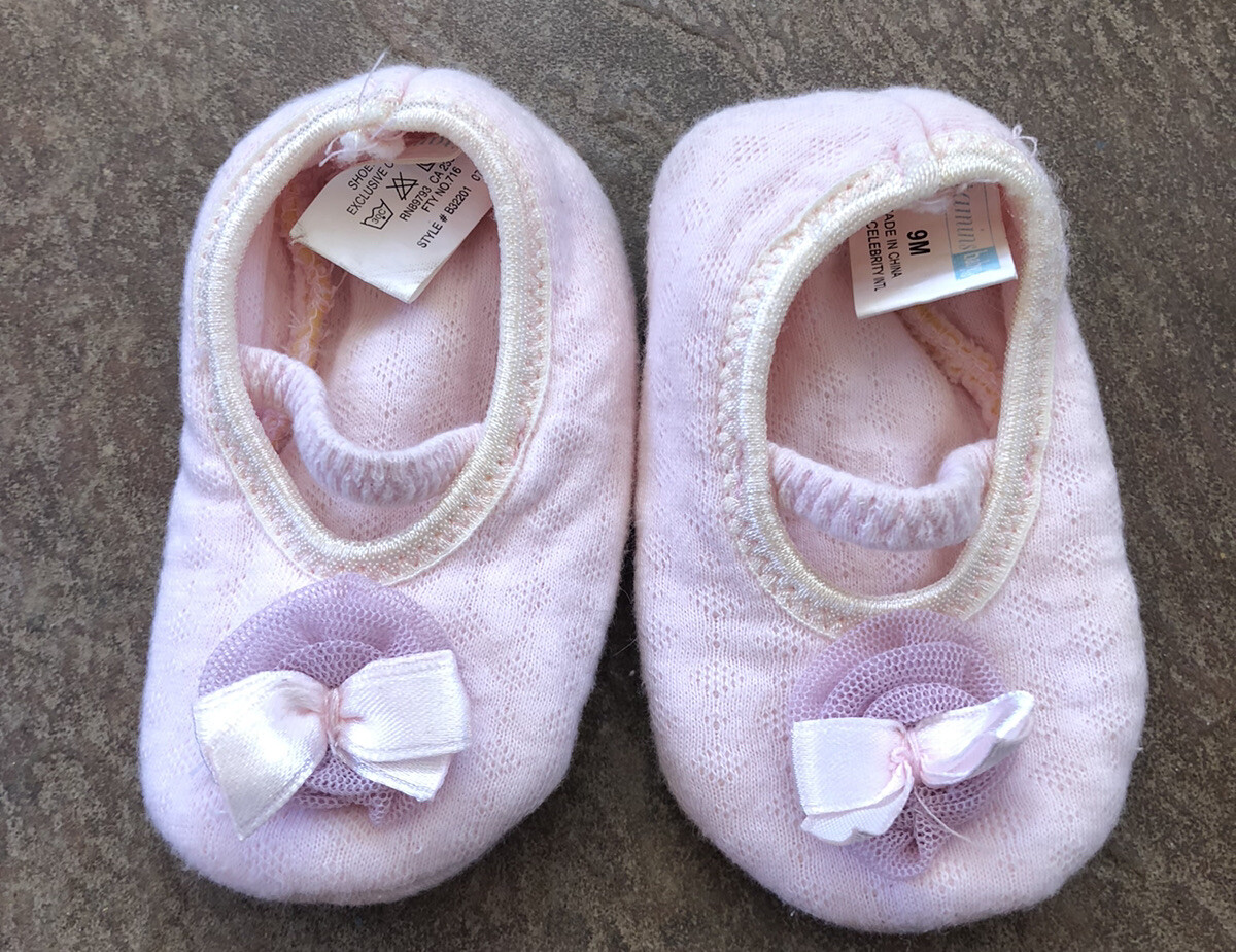 ✨ BABY/ INFANT GIRL SIZE 9 months pink ballerina slipper shoes/ strap Soft flats