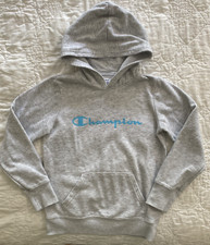 Champion Youth Girl's Fleece Script Polka Dot Hoodie, Size Medium, Gray