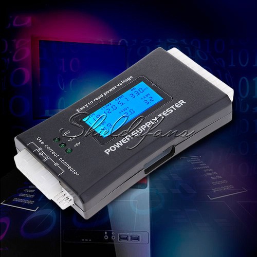 Power Supply Tester 20 24 Pin Sata LCD PSU HD ATX BTX Voltage Test Source - Photo 1/8