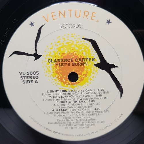 Clarence Carter - Let's Burn Vinyl LP 1980 Venture Records VERY GOOD - Picture 4 of 6