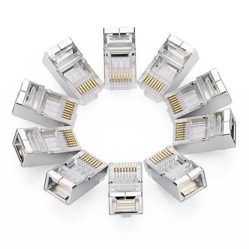 50 x Shielded RJ45 Crimp Connector Modular Plug 8P8C CAT6 CAT6a STP LAN Network - Picture 6 of 9
