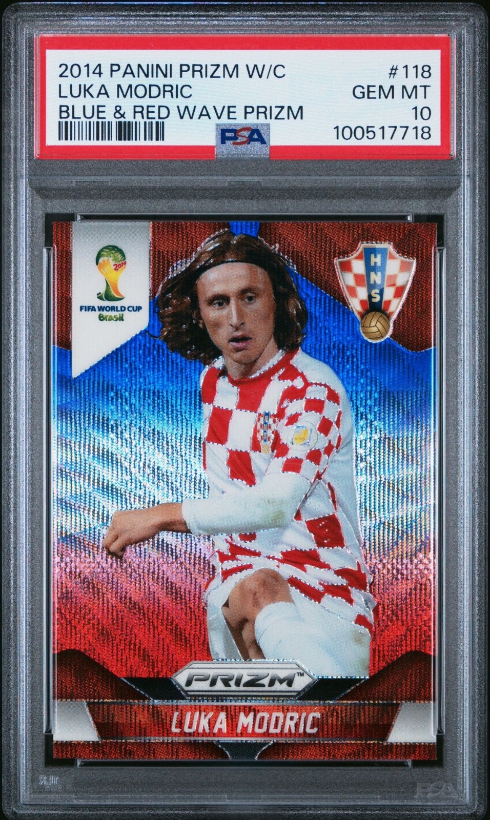 2014 Panini Prizm World Cup Luka Modric #118 Blue & Red Wave PSA 10 color match