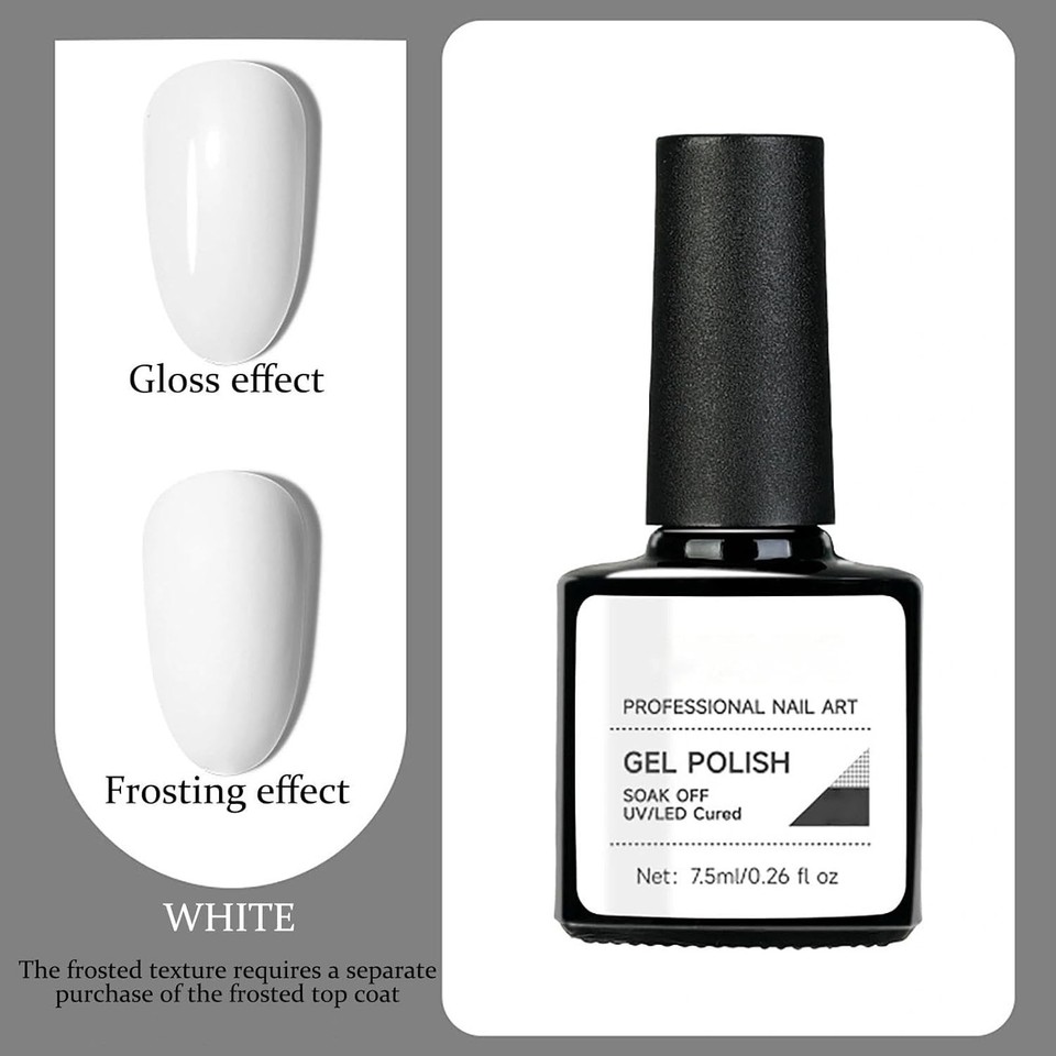 2 PCS UV Gel Nail Polishes Set Nude Pink & White Glossy French Tip