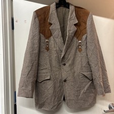 VINTAGE PIONEER WEAR TWEED JACKET WITH SUEDE SIZE 46 L BEAUTIFUL CONDITION USA