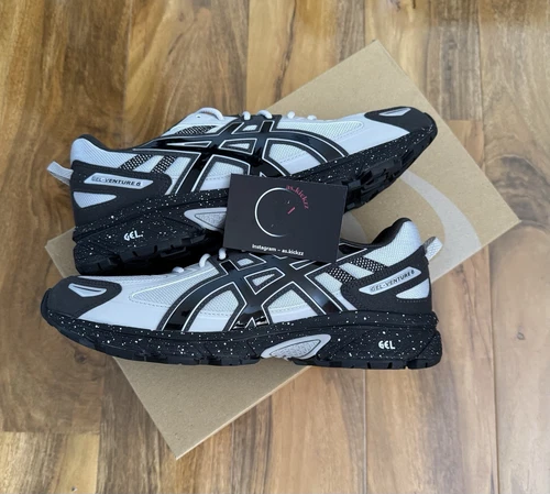 ASICS Gel Venture 6 Glacier Grey Black UK 7 Spedizione veloce ??