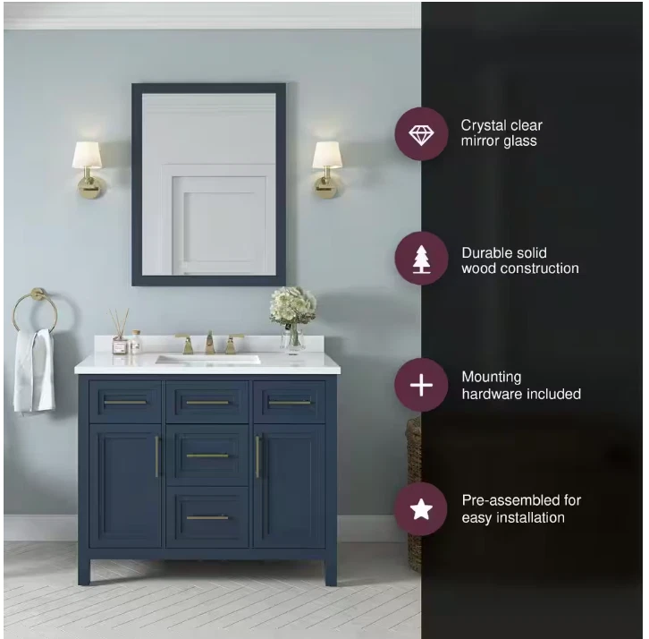 Espejo tocador de baño Mayfield 28"x36" colección decoradores del hogar - marco de madera Foto 2 de 4