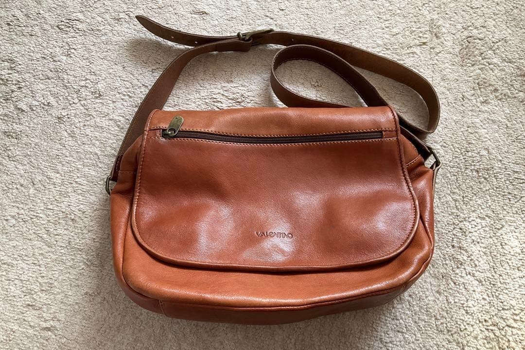 Valentino Garavani Leather Shoulder Bag Brown Made in Italy Vintage Good Condit