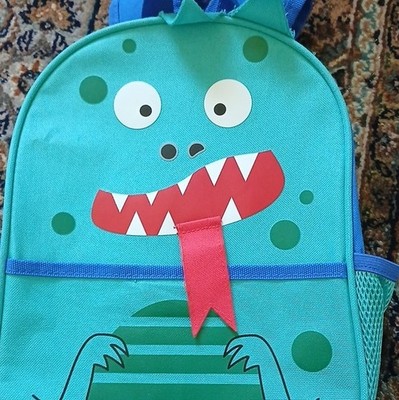 Kinder Rucksack Dinosaurier Tiermotiv grün/blau/rot Polyester Reißverschluss