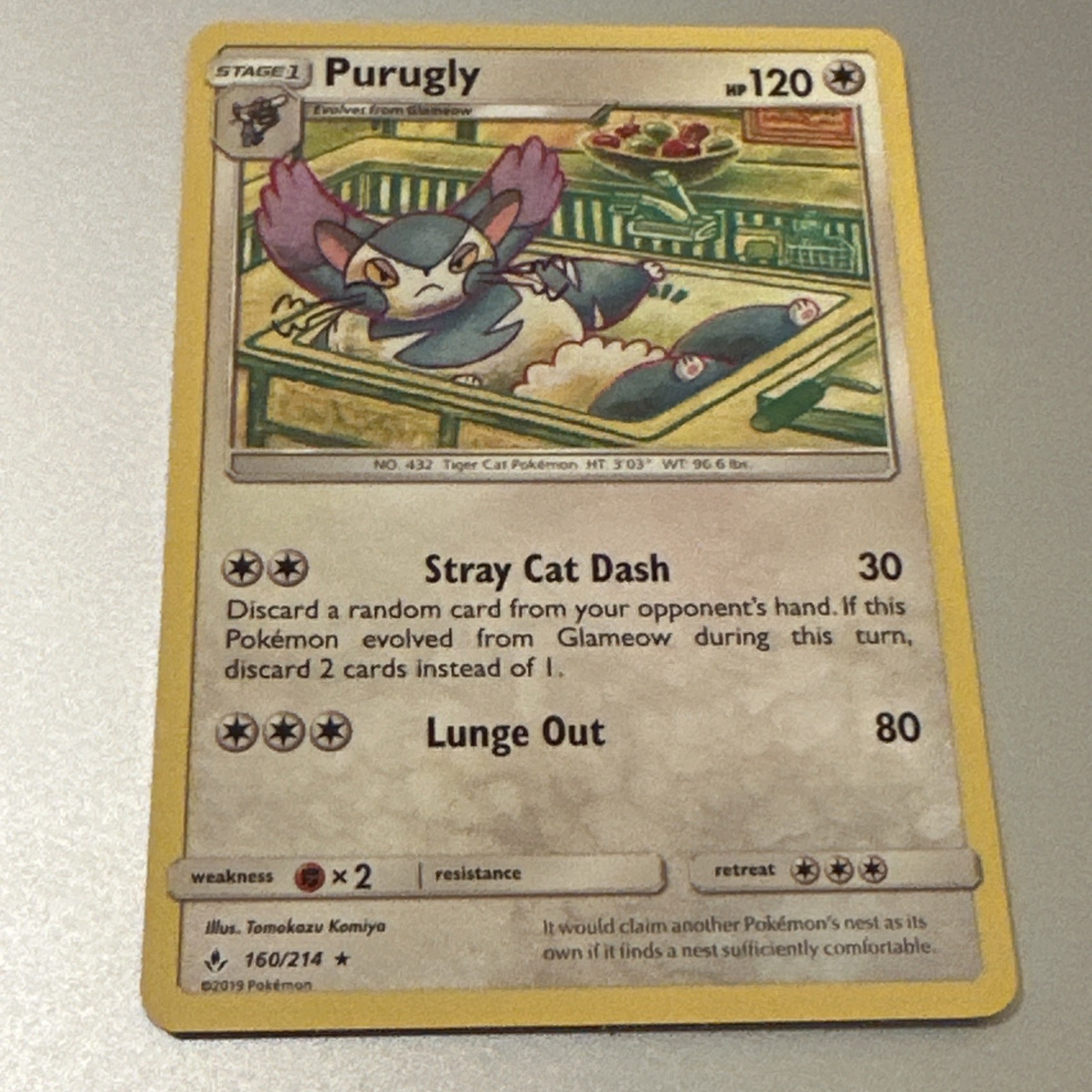 Purugly 160/214 Rare Unbroken Bonds Tomokazu Komiya Pokemon NM - Buy 3 Get 2 Fre