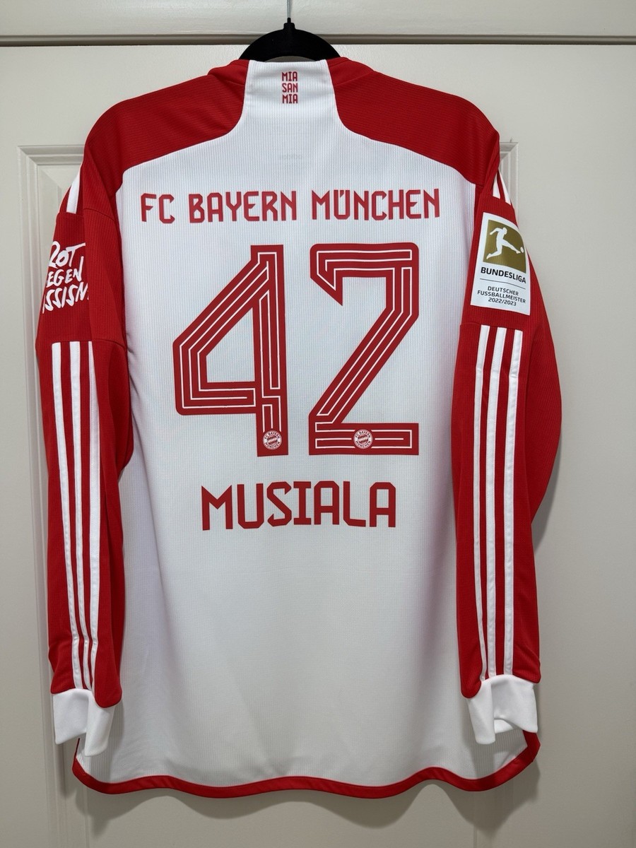Jamal Musiala #42 Mens LARGE Adidas Bayern Munich Fan Danke