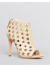 ALICE+OLIVIA Womens Beige Metallic Giovanna Open Toe Stiletto Leather Booties 38