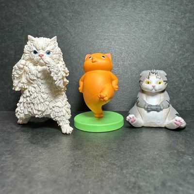 C1845 Set of 3 Cat Animal Mini Figures Gashapon Bandai Japan 2.3 '' M22