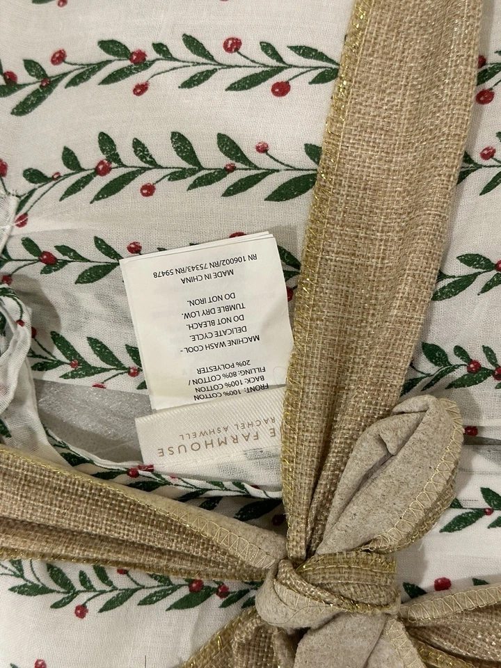 Farmhouse Rachel Ashwell 2 Pillows 26x26 Christmas Holly And Reindeer NWT - Image 3 of 3