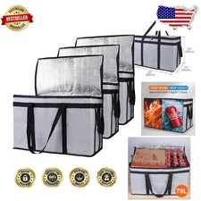 Grey Insulated Food Delivery Bags 3-Pack XXX-Large Hot Cold Meal Tote