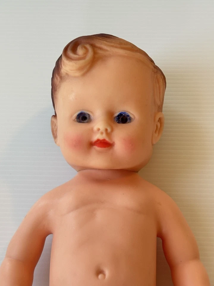 Vintage 1950/60’s Soft Rubber Cute Little Boy Doll With Overalls England 23cm - Image 3 of 4