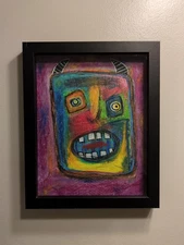 Outsider Art Devil Do Mixed Media Original Painting On Paper 8x10 Little Devil