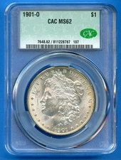 1901 O CACG MS62 Morgan Silver Dollar $1 US Mint Coin 1901-O MS-62 CAC
