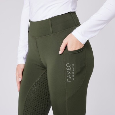 Cameo Equine Damen Performance Reithose. comfort and grip in olivgrün
