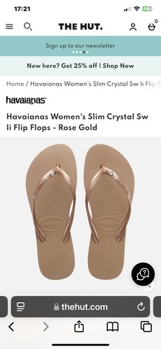 Havaianas Women's Slim Crystal Sw Ii Flip Flops - Rose Gold Size 35/36 Rrp £40 - Picture 3 of 4