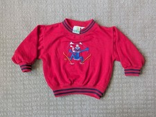 VTG Sesame Street Grover Character Snow Ski Crewneck Red Preppy Y2K Sweater 3T