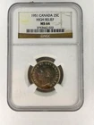 🔥 1951 Canada 25¢ Silver Quarter High Relief NGC MS64 George VI BU 🔥