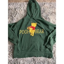 Disney Hoodie Womens Size Large Green Vintage Winnie The Pooh Graphic Cozy Casua