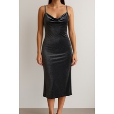 BCBG Max Azria Grey Velvet Spaghetti Strap Slip Dress Size 2 Y2K 90s Minimalist