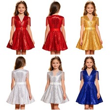 Girls Gown With Fringed Shoulder Dress Holiday Skirt Carnival Costume Dance
