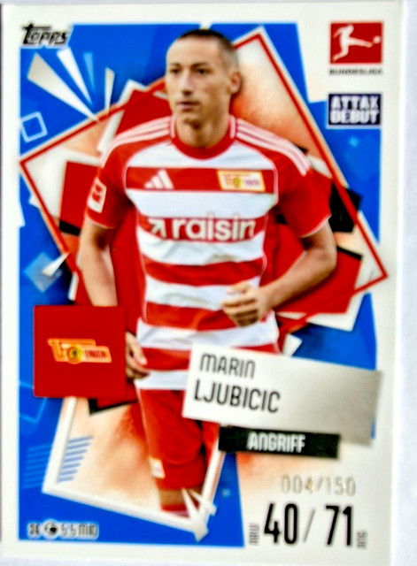 Bundesliga Match Attax 25/26 Blue Parallel 004/150 Marin Ljubicic Union Berlin