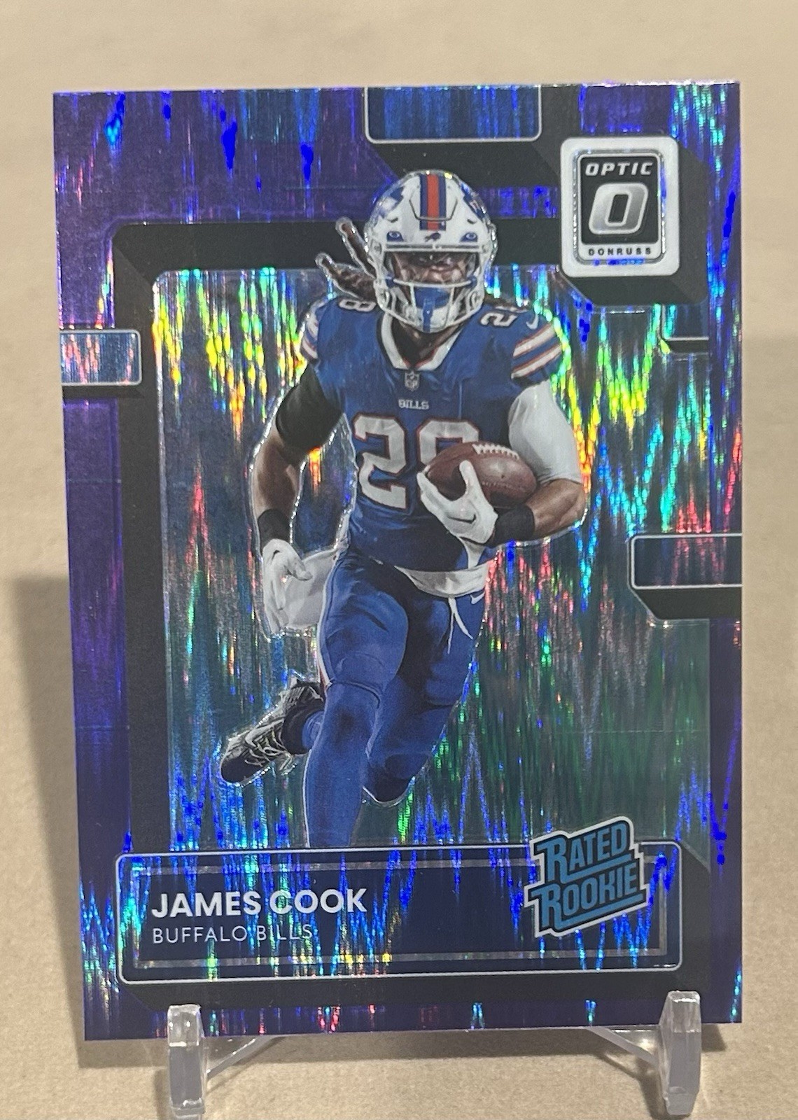 James Cook RC: 2022 Optic, RATED ROOKIE PURPLE SHOCK, #215, BILLS!!