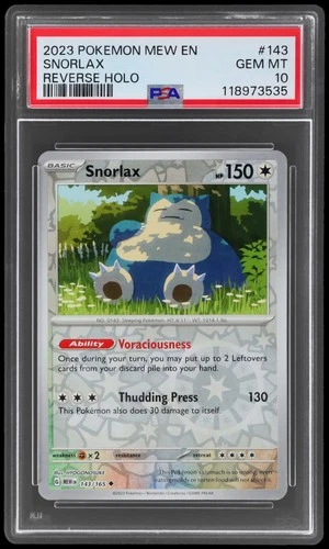 2023 Pokemon Scarlet And Violet 151 Snorlax #143 PSA 10 Reverse Holo Gem Mint