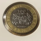 FRENCH AFRICA 2006 BU 100 FRANCS BI METALLIC COIN