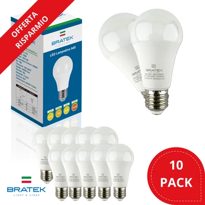 BRATEK 10PZ Lampadine LED E27 Luce Fredda Naturale Lampadina 15W Chip Samsung Luminosa