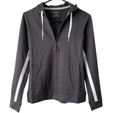NEW ASICS Junior's Lani Track Jacket Size Large Gray Sports Full Zip Hood