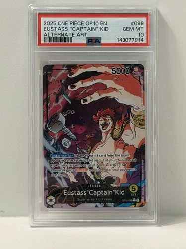 2025 One Piece OP10-099 Eustass Captain Kid PSA 10 Leader Alternate Alt Art Rare