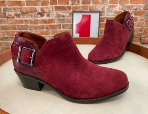 Vionic Wine Red Suede Ankle Boots with 