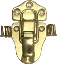 Antique Trunk Hardware Draw Bolt Latch Brass Plated Trunk Foot Locker and Screws